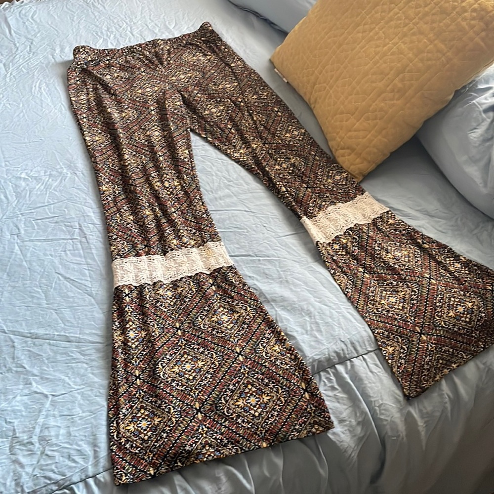 Festival pants pattern flair lace